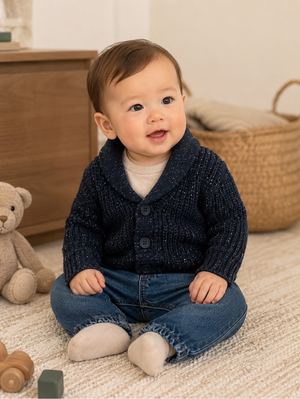 NWT Baby Gap Cozy Knit Cardigan & Jeans Outfit Set